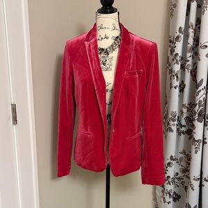 Women's Fuschia Hot Pink Velvet Blazer